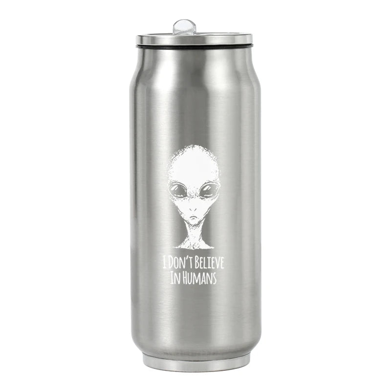 500ML 304 Stainless Steel Cola Can Thermos Custom LOGO Vacuum Cup Flask Portable Double Layers Straw Cup Water Bottle Mug
