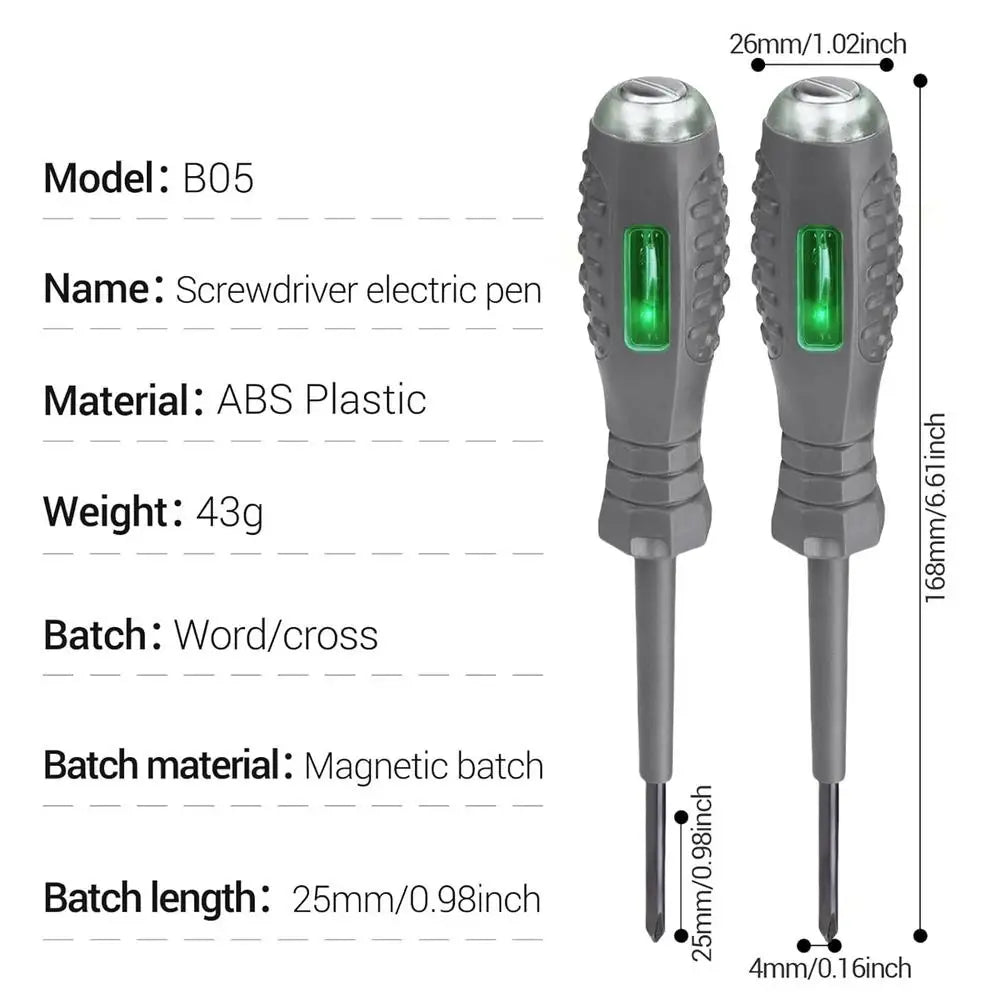 Multifunctional Electrician Test Screwdriver AC Non-contact Induction Test Pen Voltage Tester Red Green Induction Lights