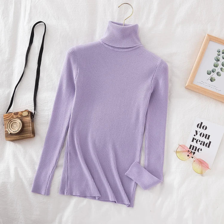 Women's Soft Turtleneck Sweater — Cotton Blend Knit