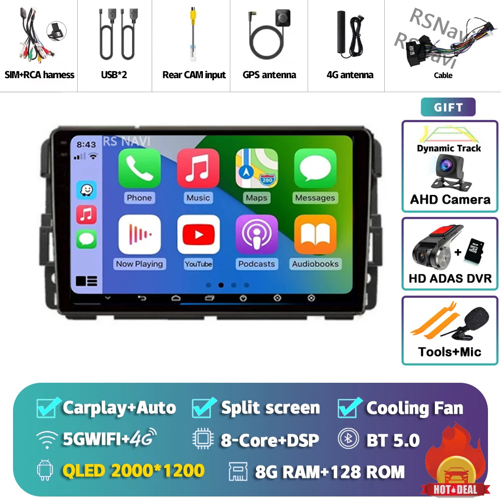 Android 16 Carplay Car Radio For Chevrolet Silverado Impala GMC Yukon Acadia Sierra Navigation GPS Multimedia Player stereo wifi