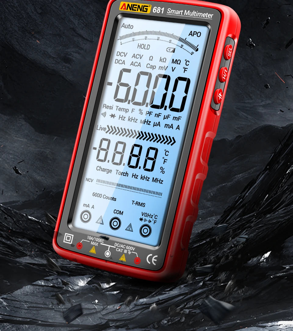 ANENG 681 Rechargable Digital Professional Multimeter Non-contact Voltage Tester AC/DC Voltage Meter LCD Screen Current Tester