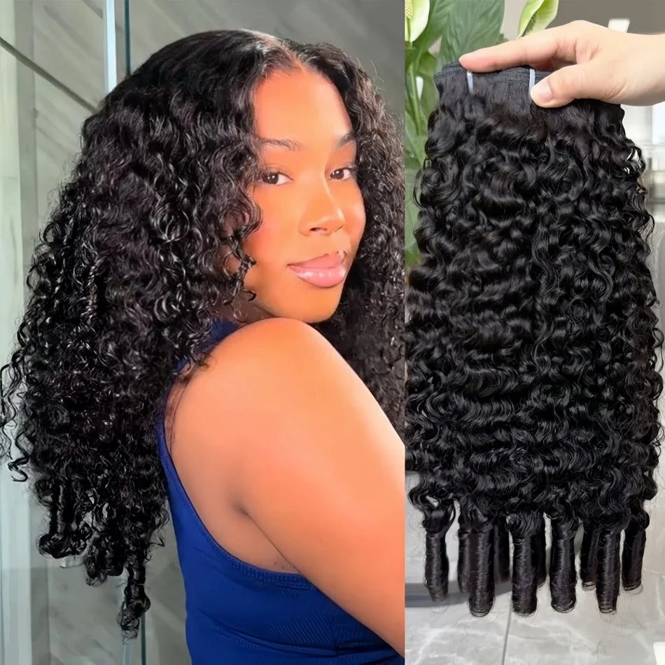 32Inch Burmese Curly Hair Bundles 12A Burmese Virgin Raw Human Hair Bundles Unprocessed Weaving Water Wave Curly Hair Extensions