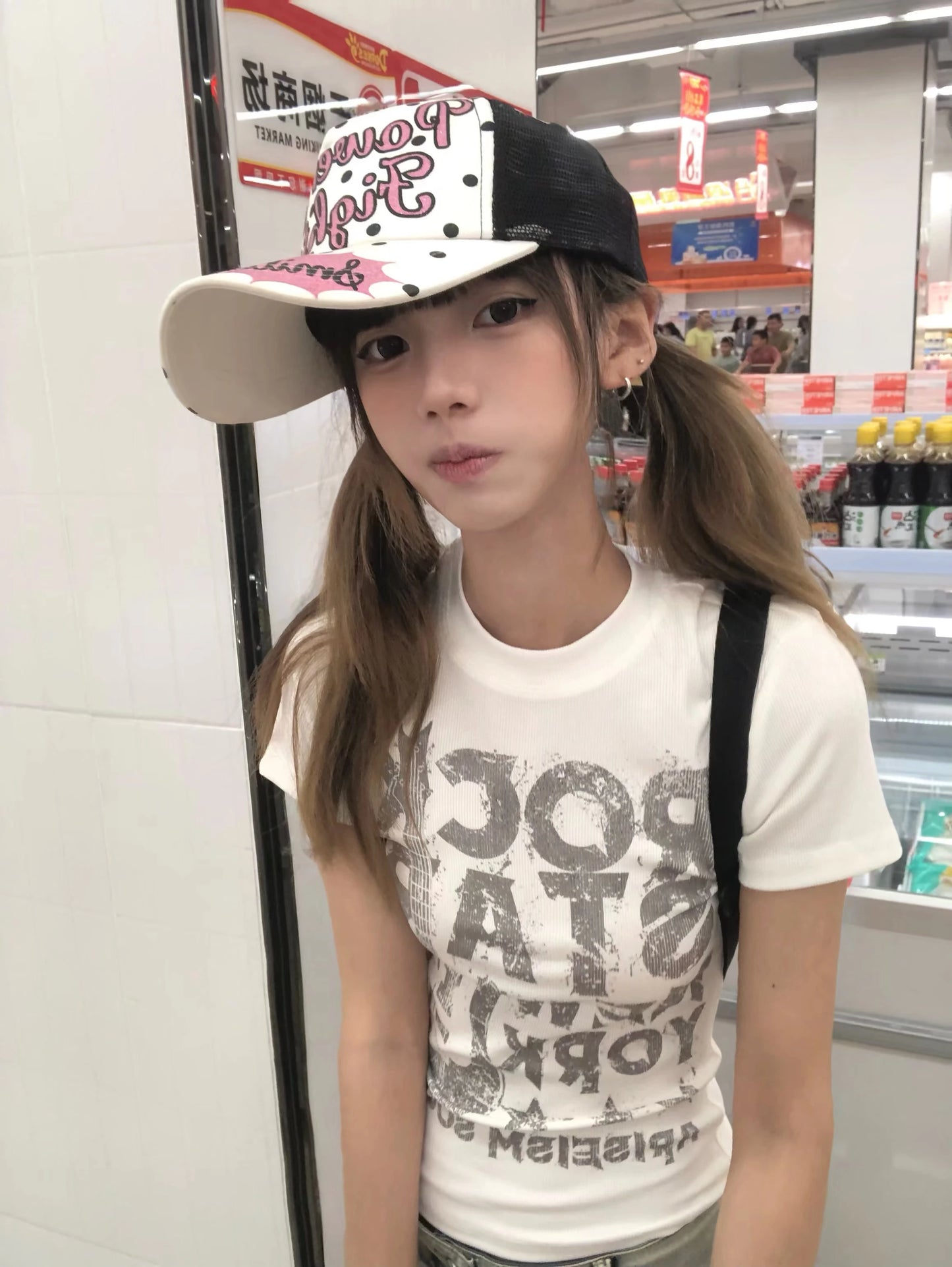 Karrram Japanese Y2k Letter Print T-shirt 2000s Style Short Sleeve Crop Top Vintage Harajuku Ribbed Tee Shirt American Retro 90s