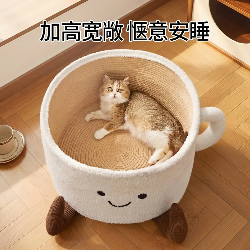 Cat Bed With Scratching Board Semi Enclosed Cozy Nest For Indoor Cats Kittens And Pets Perfect Christmas Gift For Cat Lovers