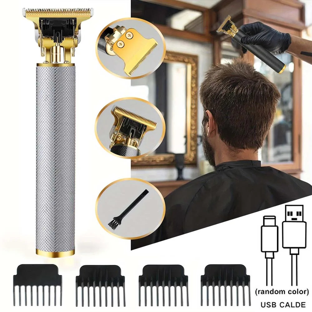 Professional Men's Cordless Electric Clipper, T-Blade Beard Trimming Kit, Haircutting Set with LED Display, Gift for men