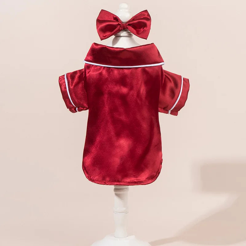 Satin Dog Pajama Set with Bow Headband - Small Dogs & Cats – photo 4
