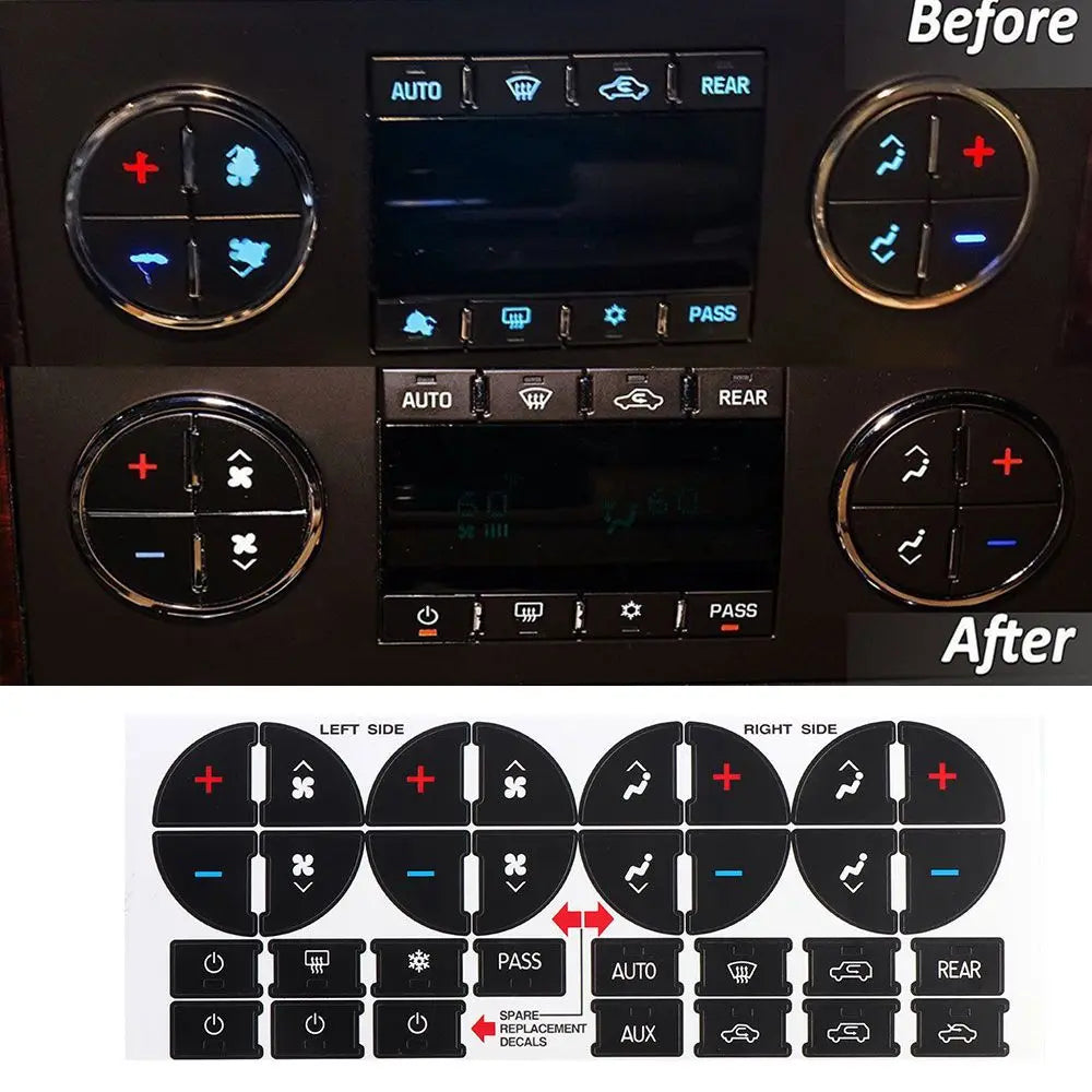New Decal Replacement Repair Kit Button Sticker Climate Control AC Dash For GM Tahoe Suburban Avalanche Silverado Yukon