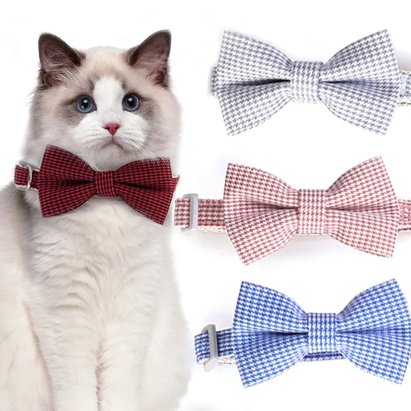 Cute Cat Collar with Bow Tie Adjustable Design Pet Dogs Cats Puppy Necklace Pet Supplies Fashion Accessories Pendant Supplies