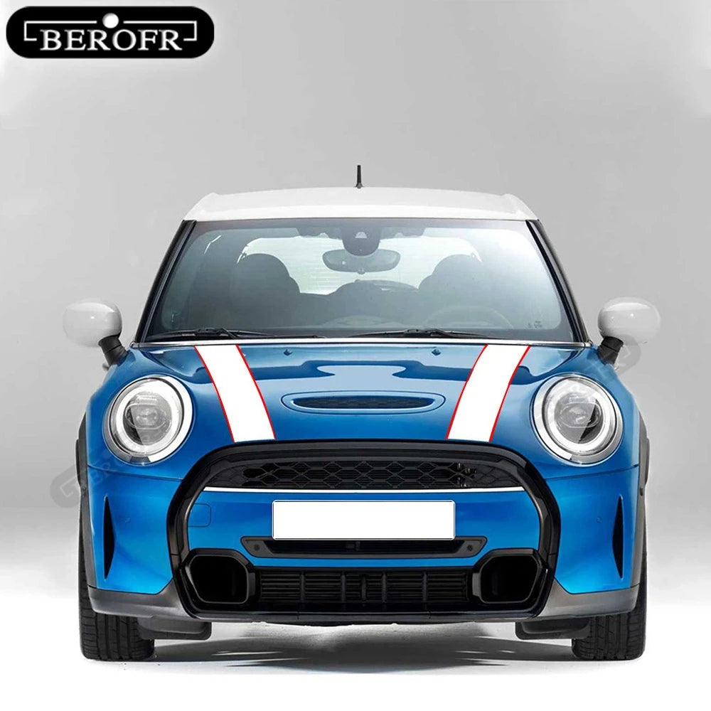 Car Hood Bonnet Stripe Decal – Vinyl Racing Stripes Compatible with MINI Cooper F55 F56 F57 R56 R57