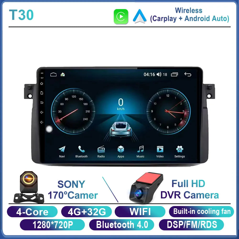 Android 16 Car Radio For BMW E46 M3 X5 1998-2006 Multimedia Video Player GPS 4G Carplay Auto Stereo RDS DSP DVD Head Unit WIFI