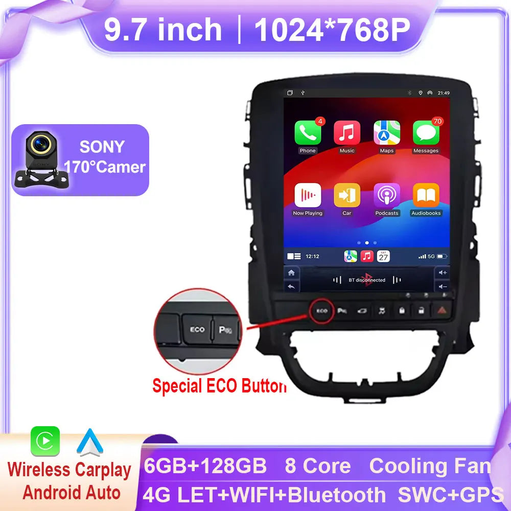 Android Car Stereo for Opel Astra J, Vauxhall, Holden, Cascada (2009–2015) — CarPlay, Android Auto, GPS, WiFi