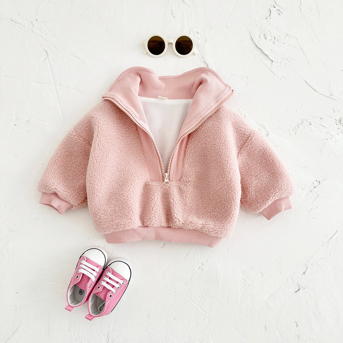 Toddler Sherpa Zip Jacket - Faux Lamb Fleece Winter Coat - photo 5