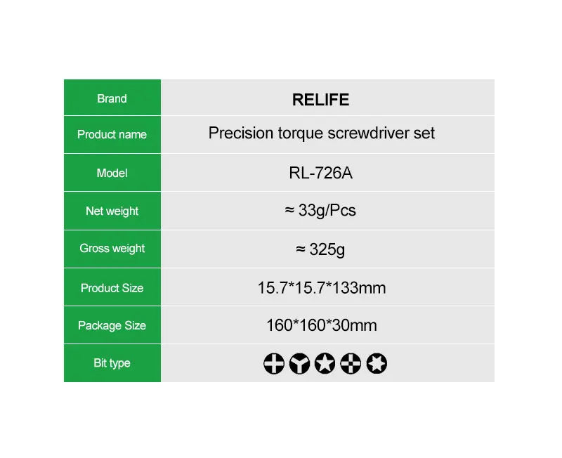 RELIFE RL-726A 3D Torque Screwdriver Anti-slip Prevent Over-force Slippage for Mobile Phone and Tablet Computer Repair Tools