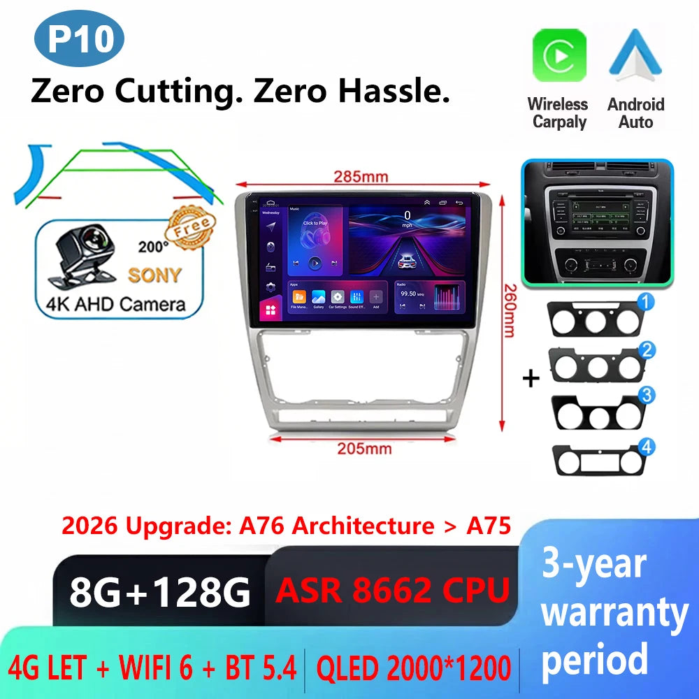 Car Stereo with Apple CarPlay & Android Auto, Compatible with Skoda Octavia 2 A5
