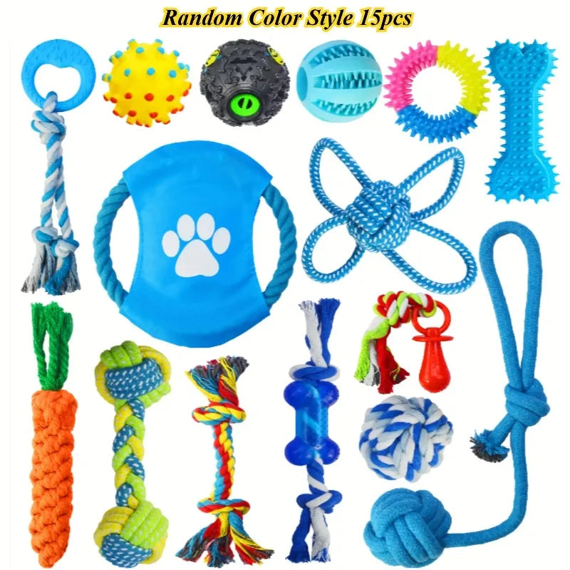 15-Piece Dog Toy Set - Rope Tug Toys, Chews & Rubber Balls - photo 6