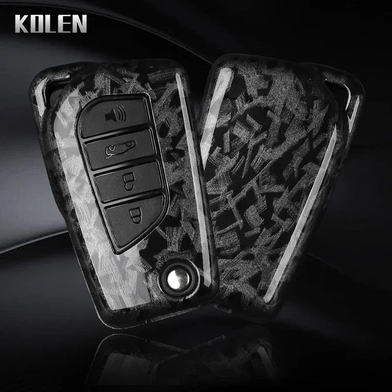 For Toyota Camry RAV4 Forturner Hilux Auris Corolla Avensis Verso Yaris Aygo Scion TC ABS Carbon Fiber Style Car Key Case Cover