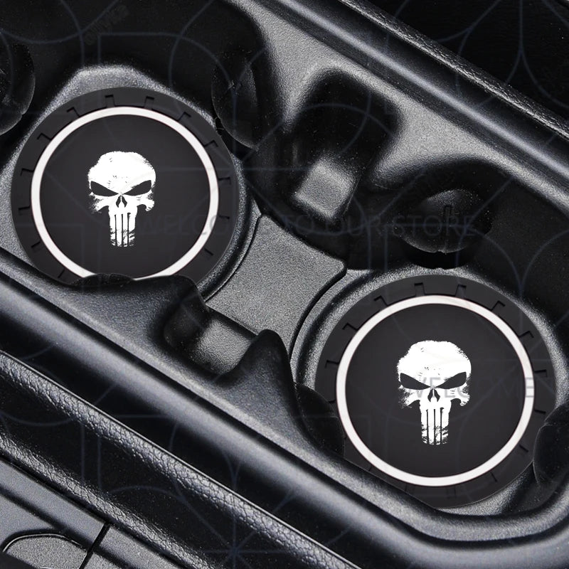 Skull Logo Cup Holder Coasters (2-Pack) - Jeep Wrangler, Dodge Challenger & RAM