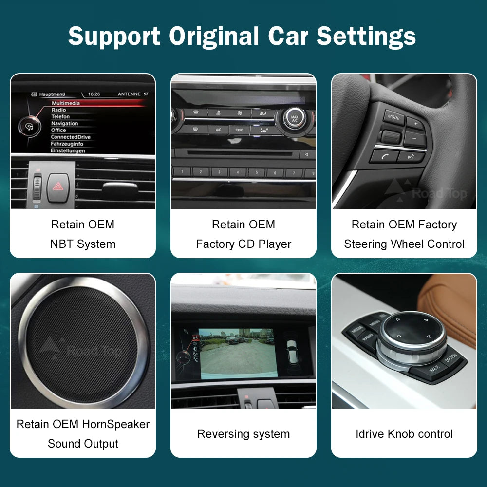 RoadTop 12.3'' Wireless CarPlay Multimedia Linux Touch Screen For BMW X3 F25 X4 F26 2011-2016 CIC NBT Android Auto Link