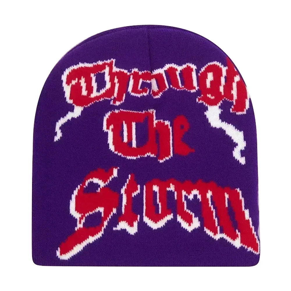 Y2K Letter Knit Beanie, Warm Ski Hat