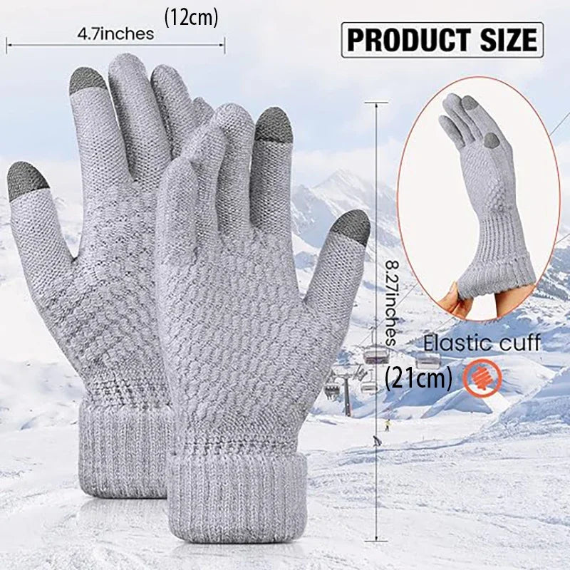 Unisex Thick Touchscreen Winter Gloves - Elastic Cuff Lined Gloves - photo 3