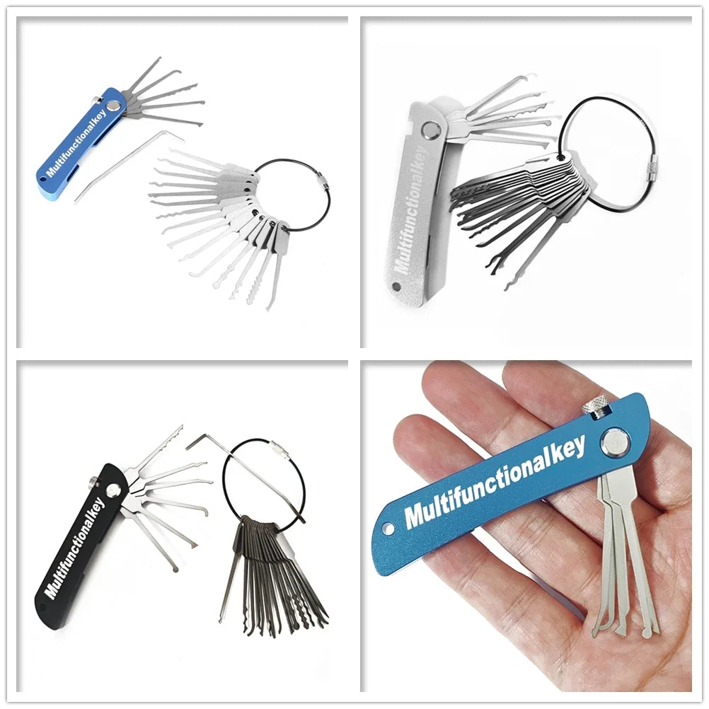 1pc 21-in-1 Portable Locksmith Unlocking Pick Tools Set 8.5cm*2cm Fold-able Design Outdoor EDC  Beginner Friendly Professionals