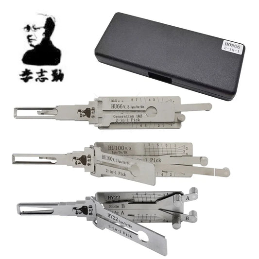Lishi-Compatible 2-in-1 Auto Key Decoder Pick Tool — HU66 HU100 HON66 HU100R HU92 HY22 TOY2 TOY48 HU101 HU162T-8 Stainless Steel Locksmith Door Opening Tool