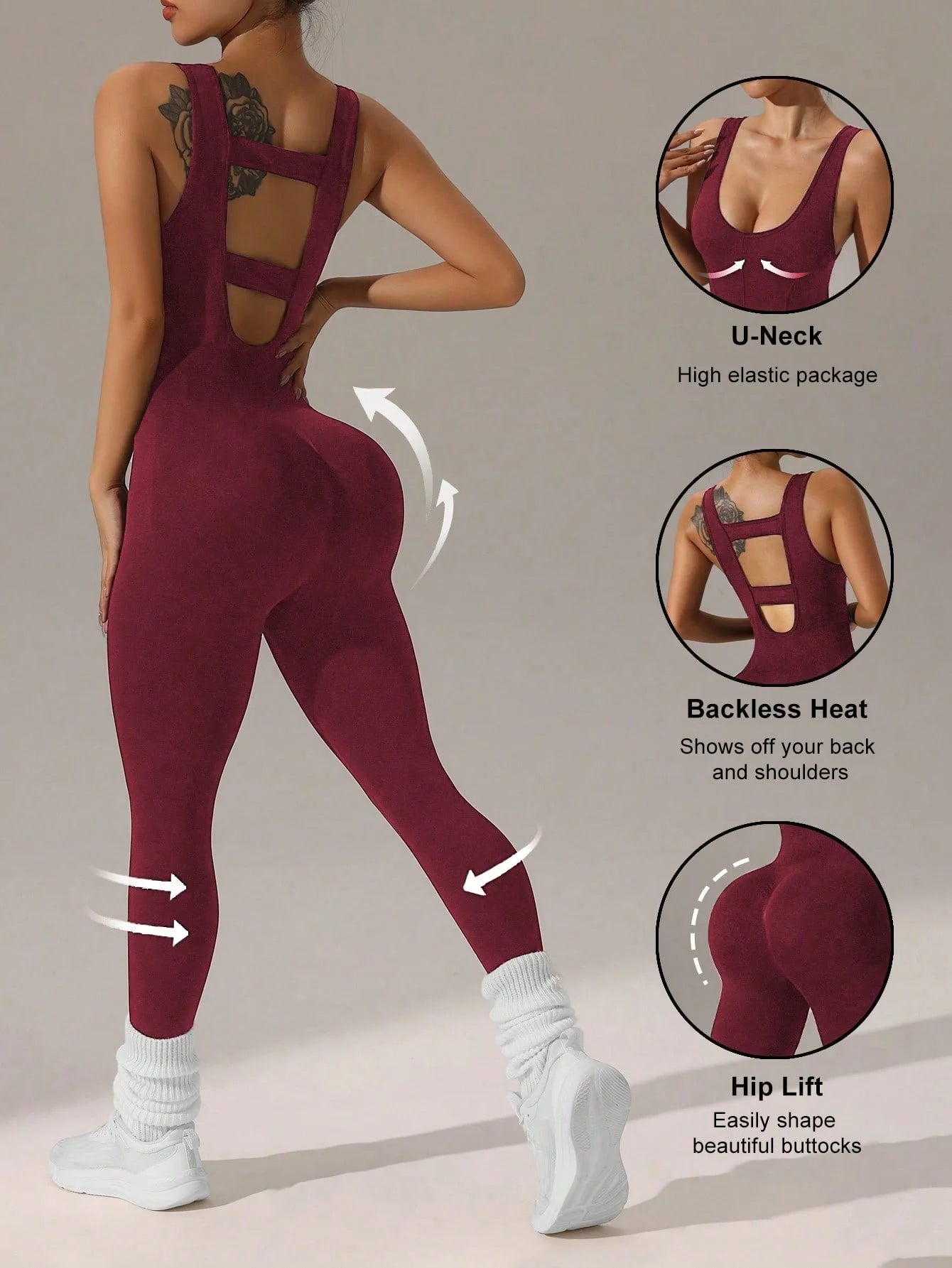 Women's Hollow-Back Vest Jumpsuit — Yoga & Running Bodysuit