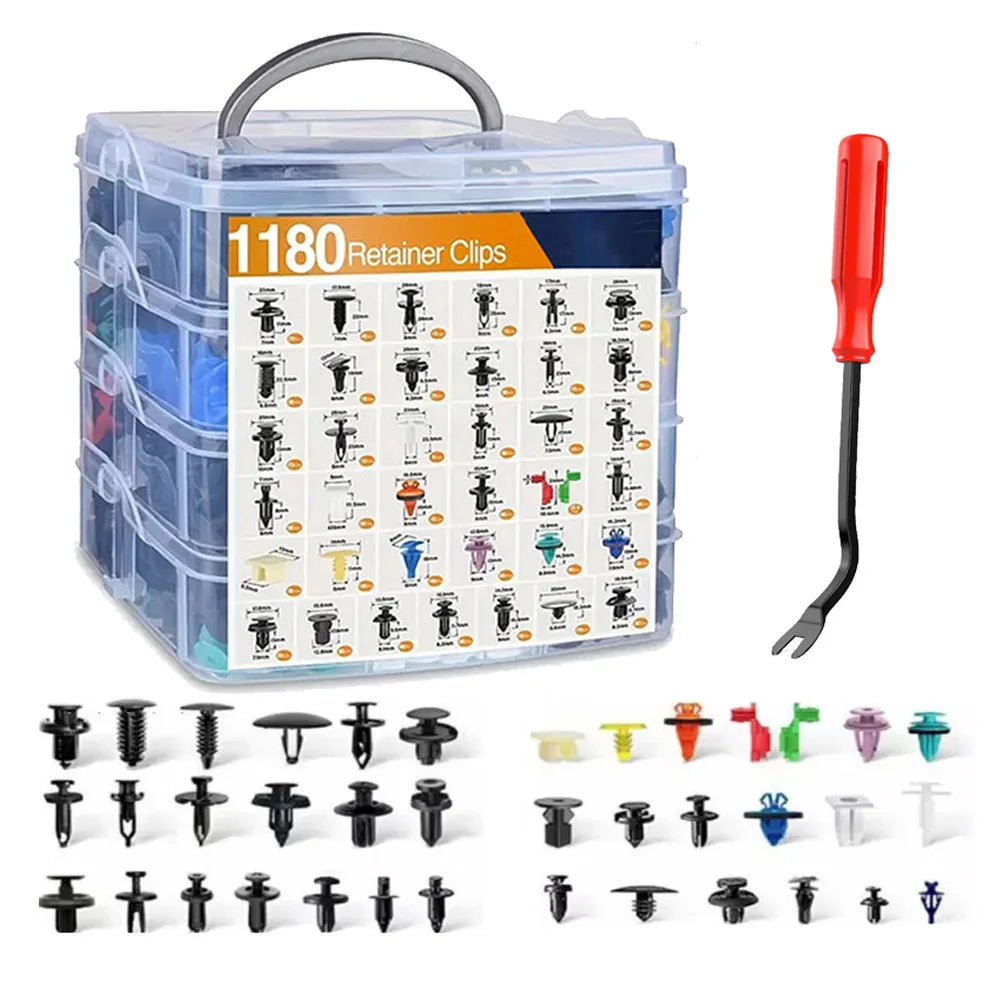 Car Push Retainer Clips & Auto Fasteners Assortment - Bumper Fender Rivets with 10Cable Ties Fasteners Remover for Toyota Honda
