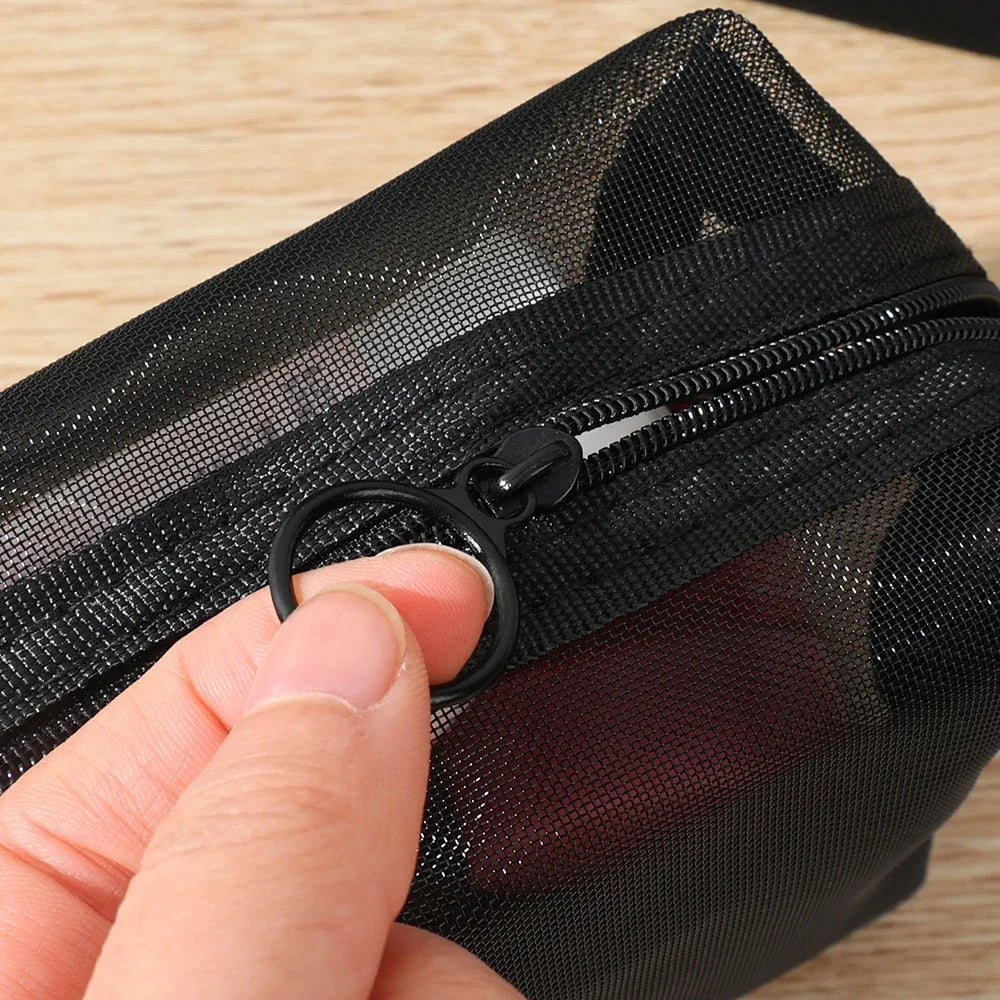 12-1PCS Clear Mesh Storage Bag Small Large Black Cosmetic Bag Portable Travel Toiletry Container Pouches Bags Bathroom Organizer