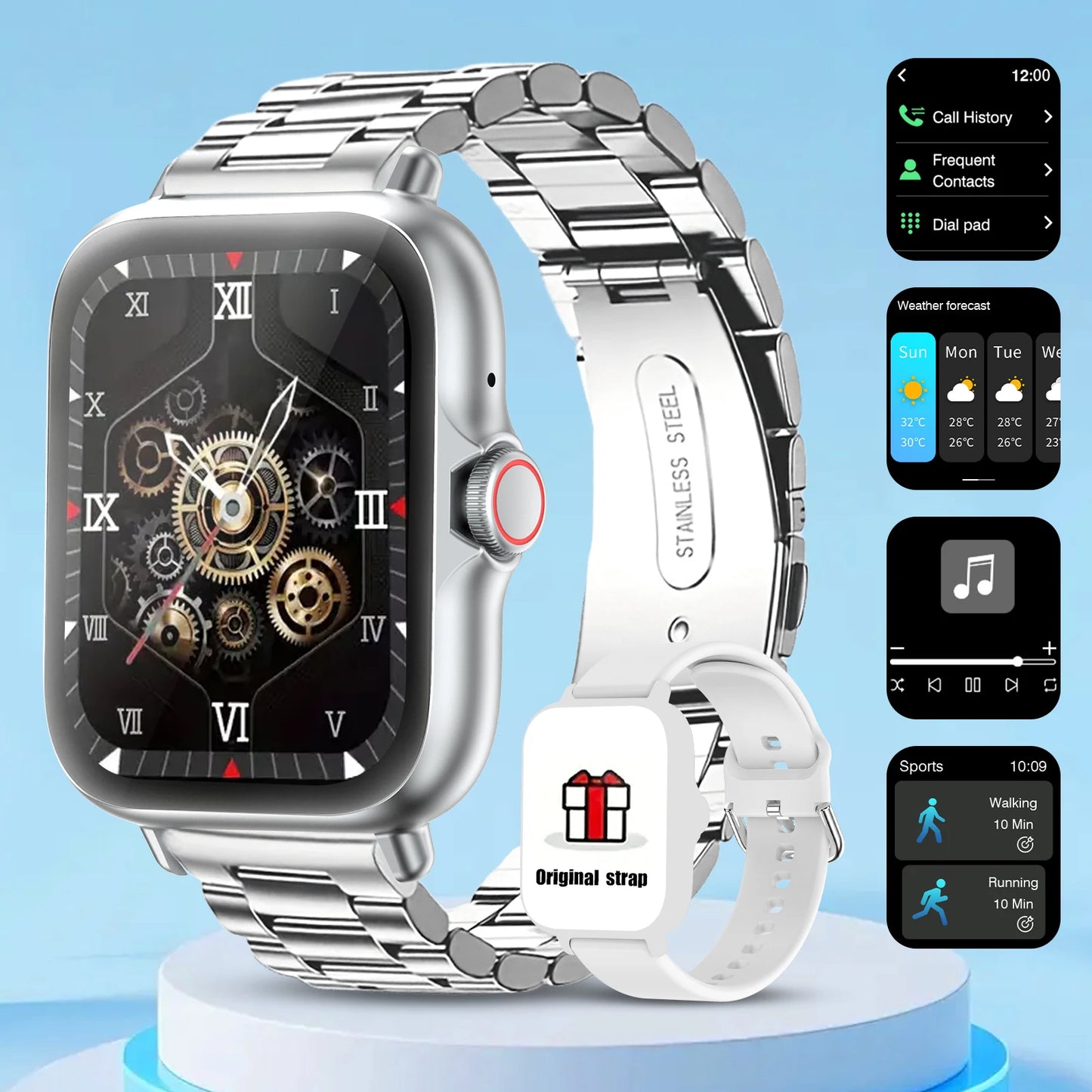 Full Touchscreen Smart Watch — Calls, Messages & Music Control (iOS & Android)