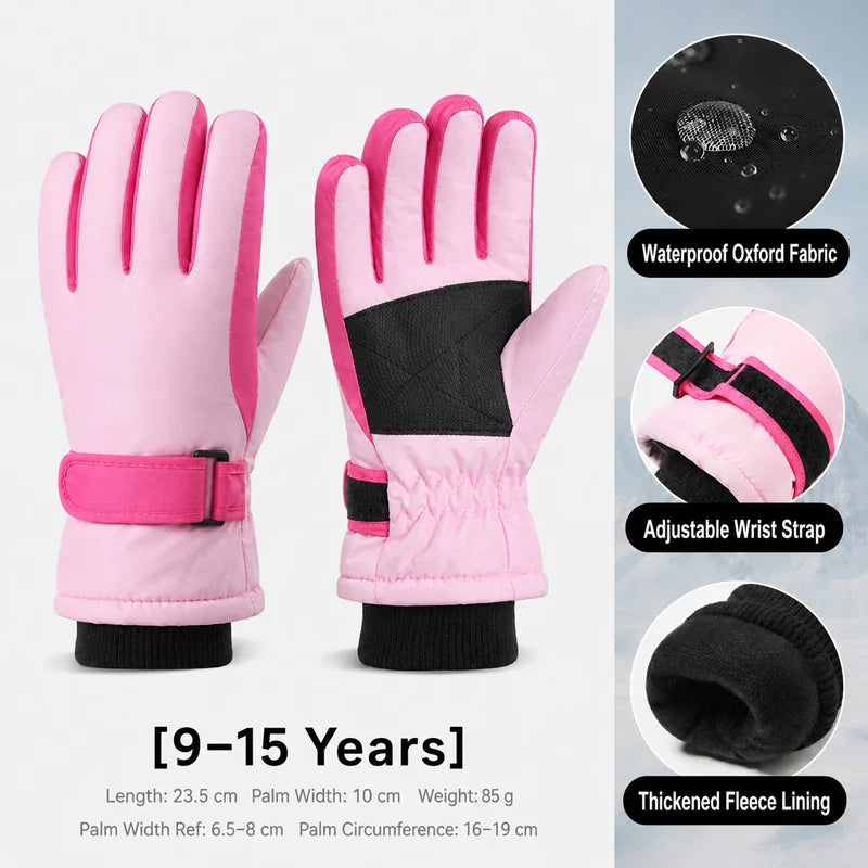 Kids Winter Ski Gloves - Fleece Lined Snow Gloves for Ages 3-15 - photo 13