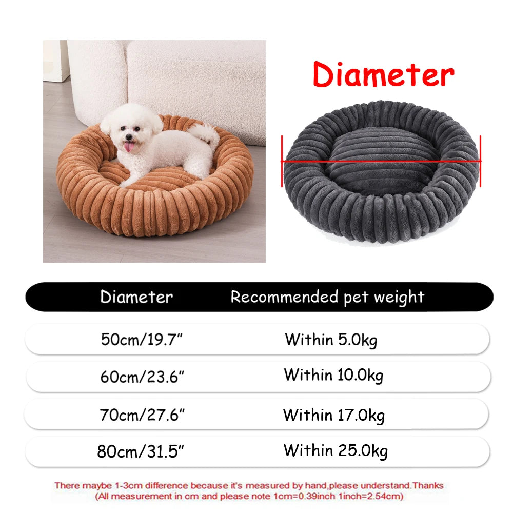 Round Plush Dog Bed - Warm Tie-Dye Nest Bed, 70-90cm - photo 17