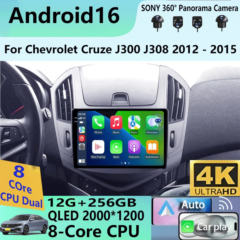 Android 16 For Chevrolet Cruze J300 J308 2012 - 2015 Multimedia Video Player Navigation Stereo GPS No 2DIN 2 Din DVD