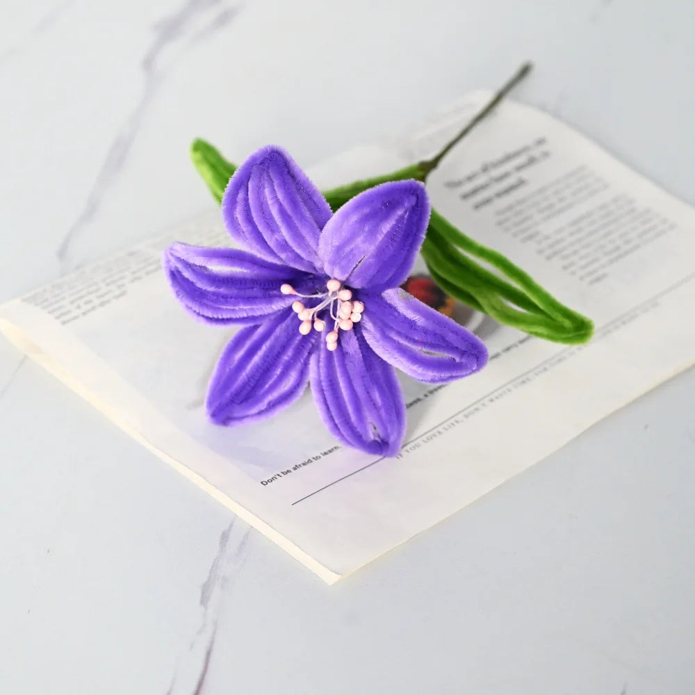 5Pcs Lily DIY Flower Calla Chenille Stems Fluffy Wire Pipe Cleaners Twist Stick Children Educational Toys Creative Handcraft