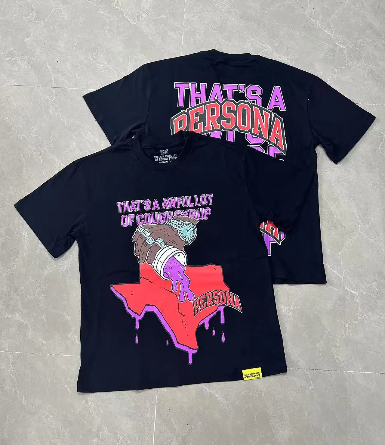 That's A Awful Lot of Cough Syrup Short Sleeve American Street Pop Hip-hop Cartoon Pattern Print Tops COUGH SYRUP T-shirt