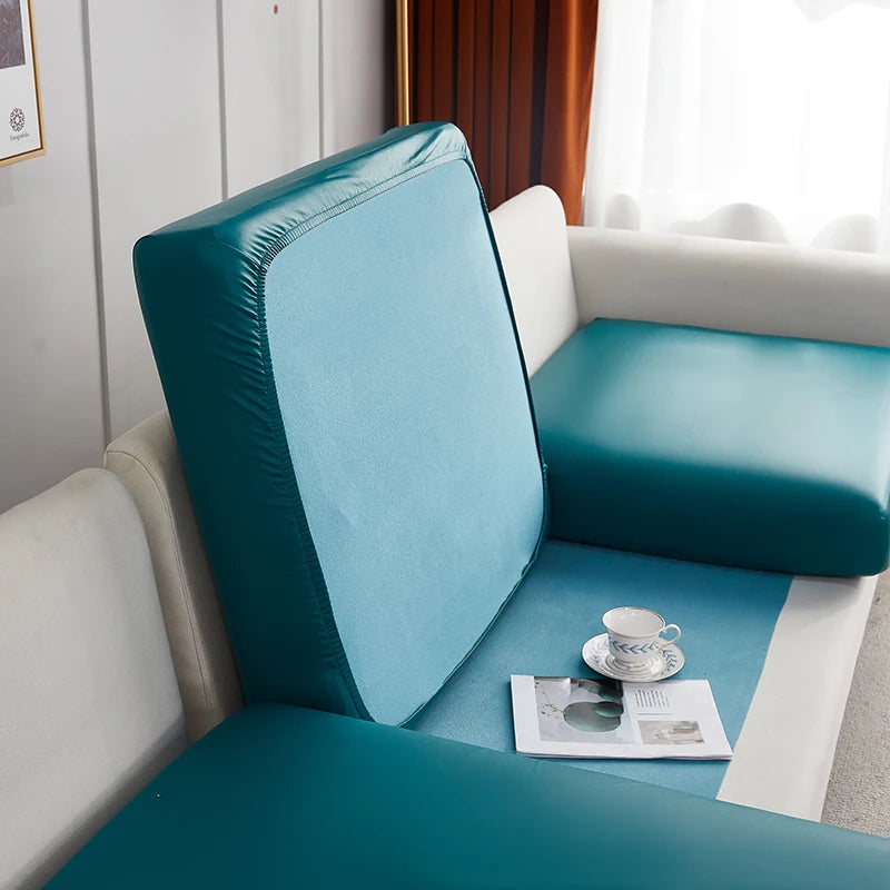 Stretch PU leather waterproof sofa cushion cover sofa seat slipcover backrest cover easy clean sofa protector for pets kids