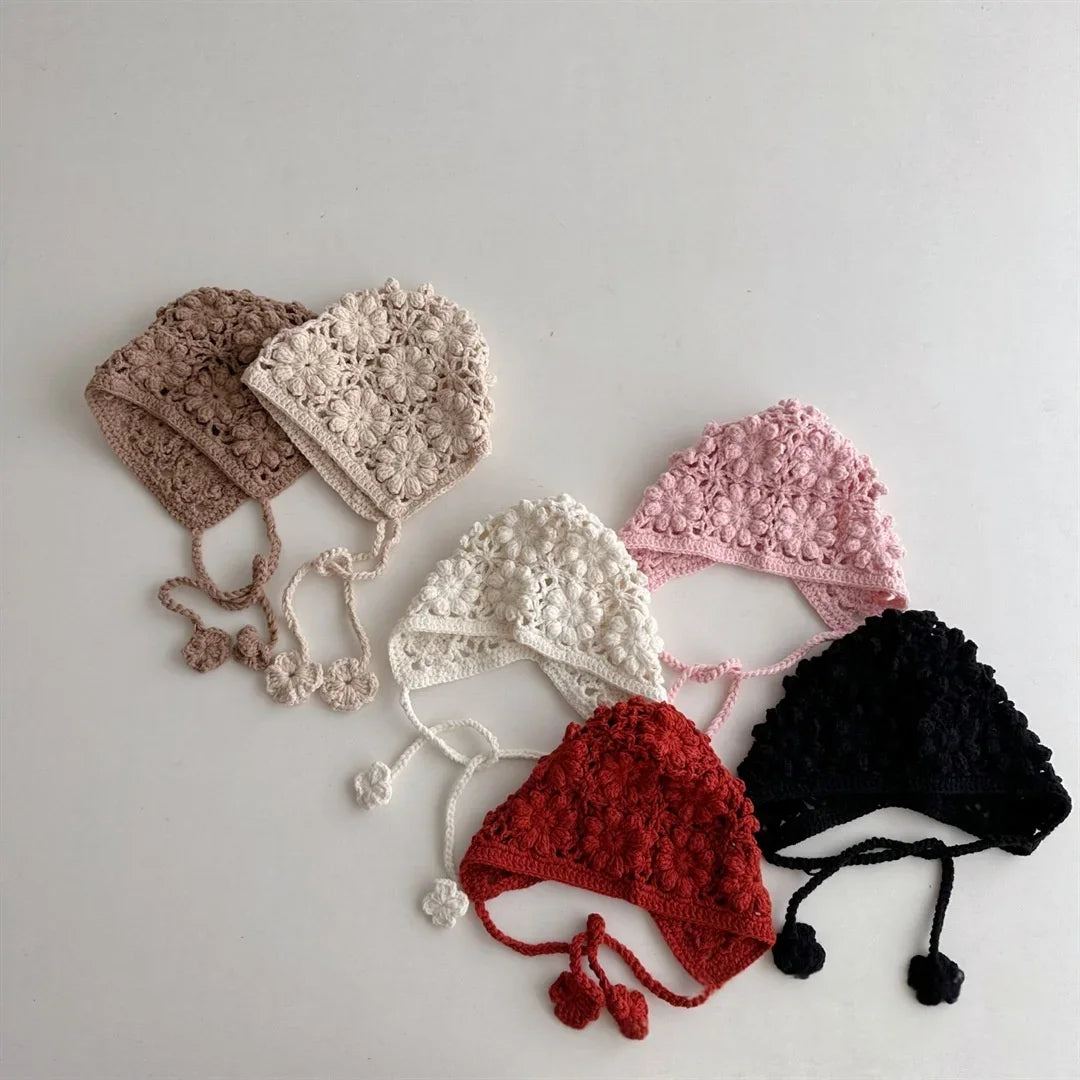 Baby Crochet Ear Flap Beanie - Handmade Knit Hat for Girls - photo 3