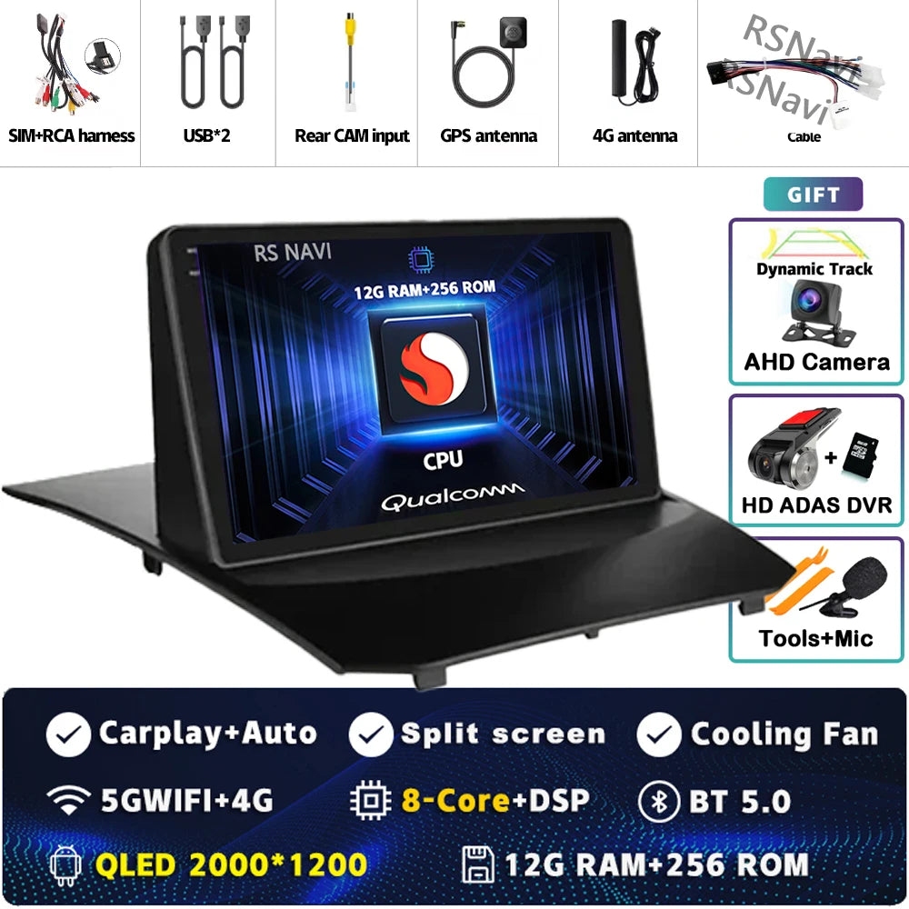 Plug and Play Android 16 Carplay Auto Qualcomm Screen Car Radio Player For Ford Fiesta 2011-2015 GPS DSP Stereo BT Navigation 4G