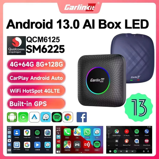 CarlinKit Android 13 CarPlay AI Box — Wireless CarPlay & Android Auto Adapter, 8-Core, Dual-Band WiFi, GPS
