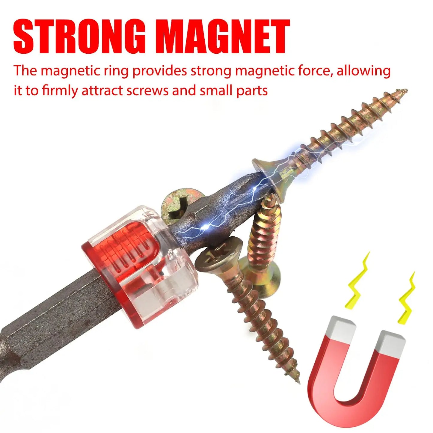 10/1PCS Screwdriver Bit Powerful Magnetizer Universal 1/4" Hex Drill Magnetic Ring Screw Holder Magnetic Coil Repair Hand Tools