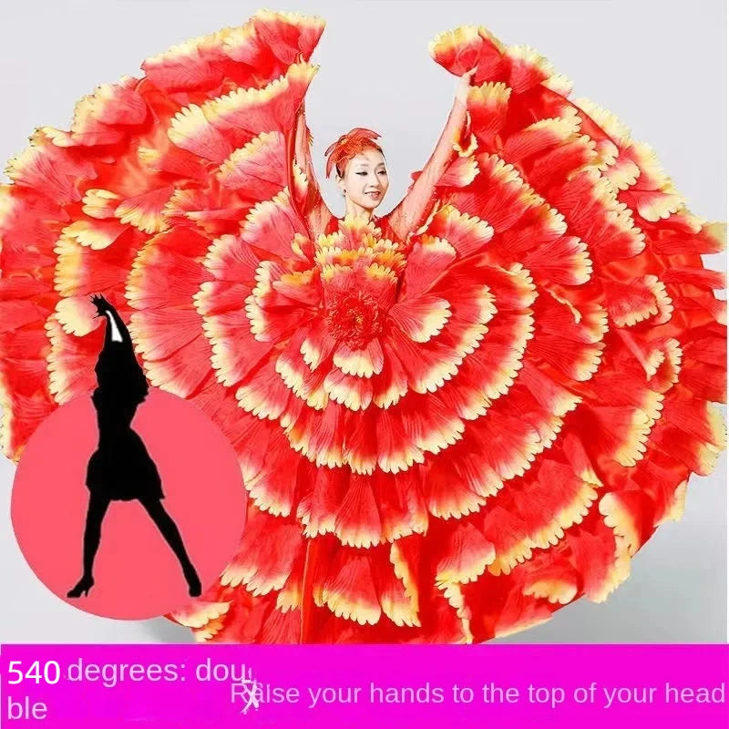 Women's big swing petal flamenco dress