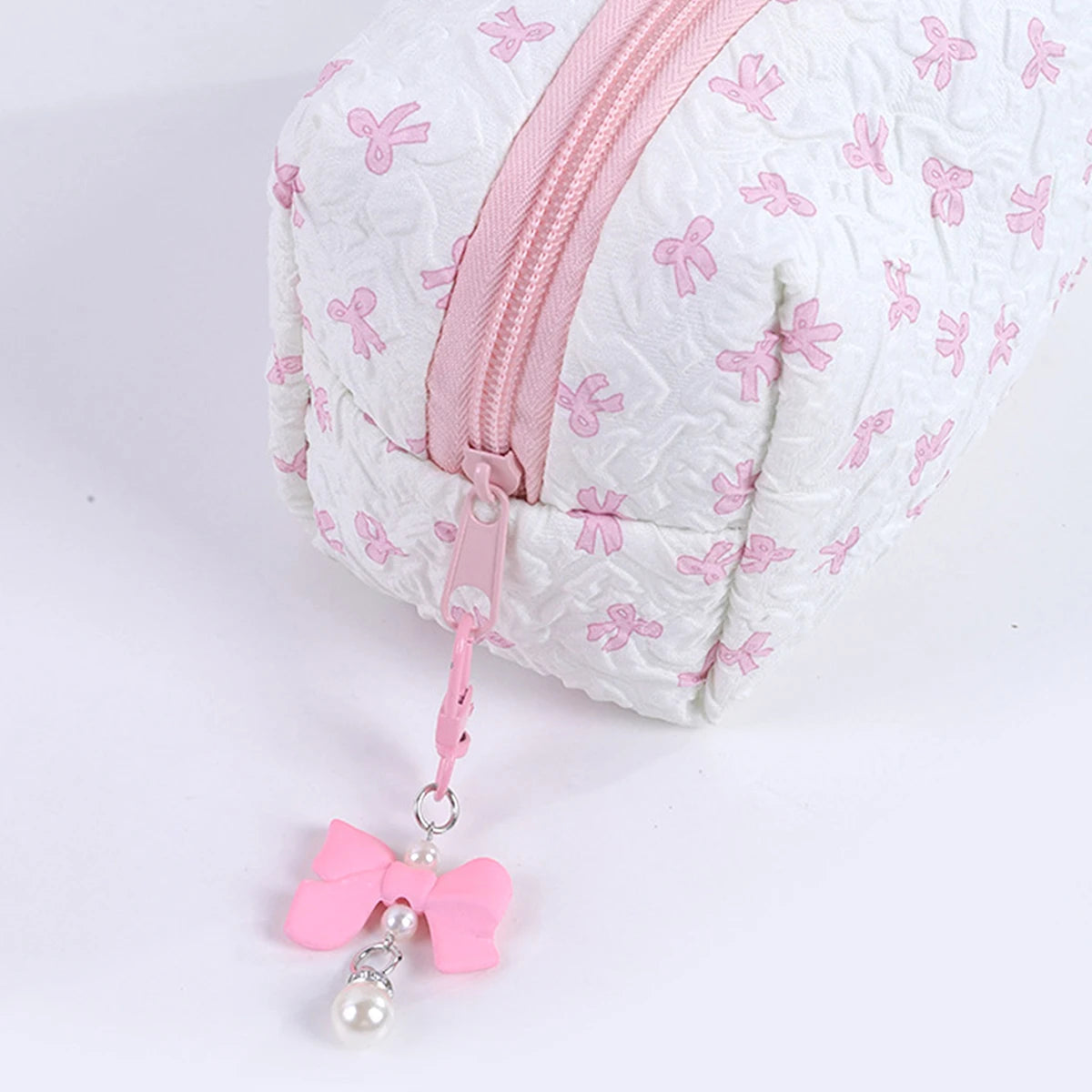 1pc Bow Tie Pattern Pencil Case, Creative Butterfly Tie Zipper Pearl Pendant, Fashion School Supplies - Back to School Essential