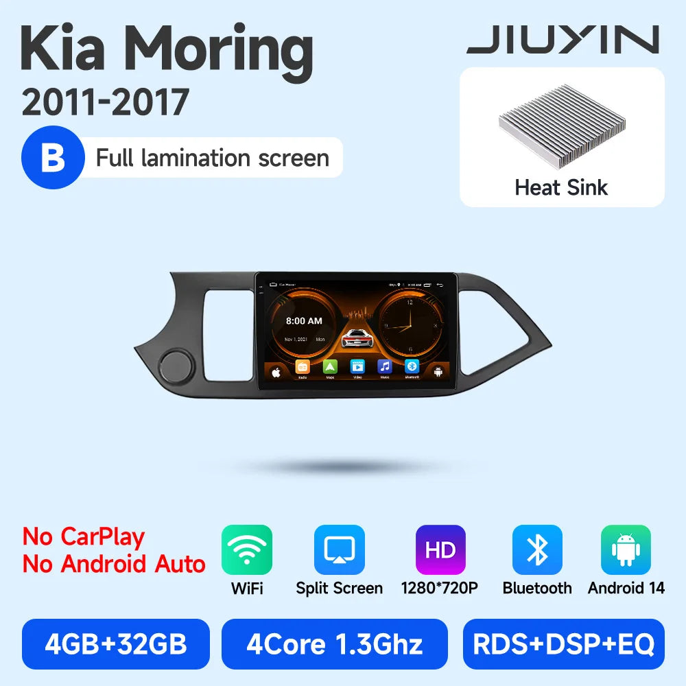 JIUYIN Android 15 Carplay Car Radio Multimidia Video Player For KIA PICANTO Morning 2011-2017 Navigation GPS IPS Head Unit