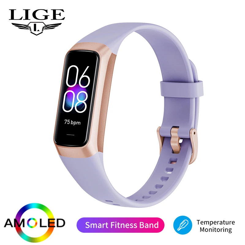 LIGE AMOLED Smart Watch Men Women 2026 Smart Band Heart Rate Blood Oxygen Smartwatch Waterproof Sport Fitness Tracker Bracelet