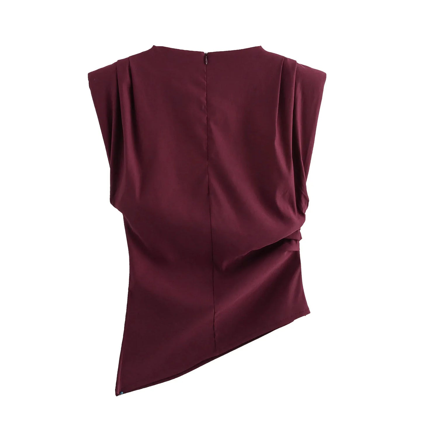 Fashion Shoulderless Top European American Style Simple Pleated Decorative New Top