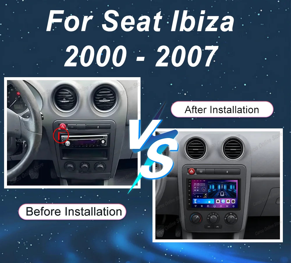 7" Car Stereo with Apple CarPlay & Android Auto, Compatible with Seat Ibiza (2000-2007)