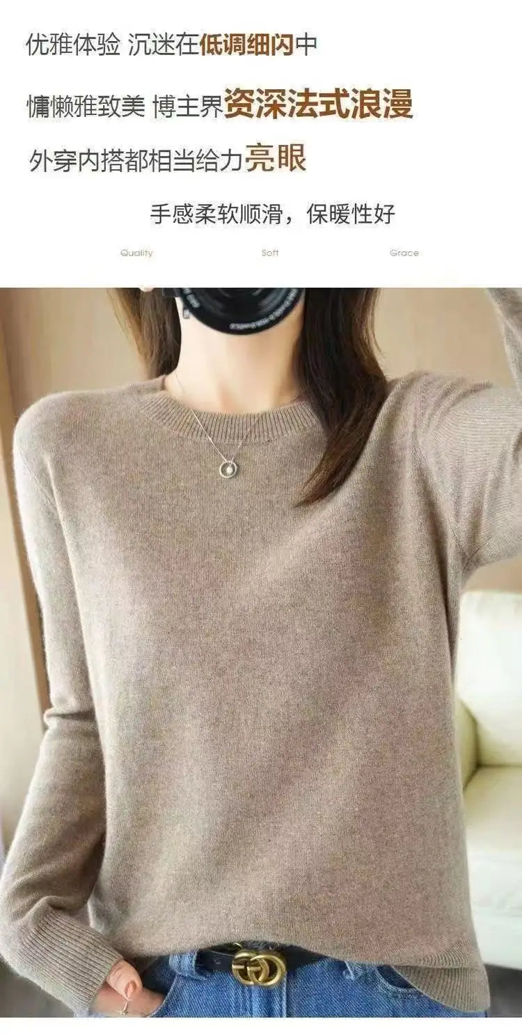 Women's Soft Knit Crew Neck Sweater, Basic Jumper