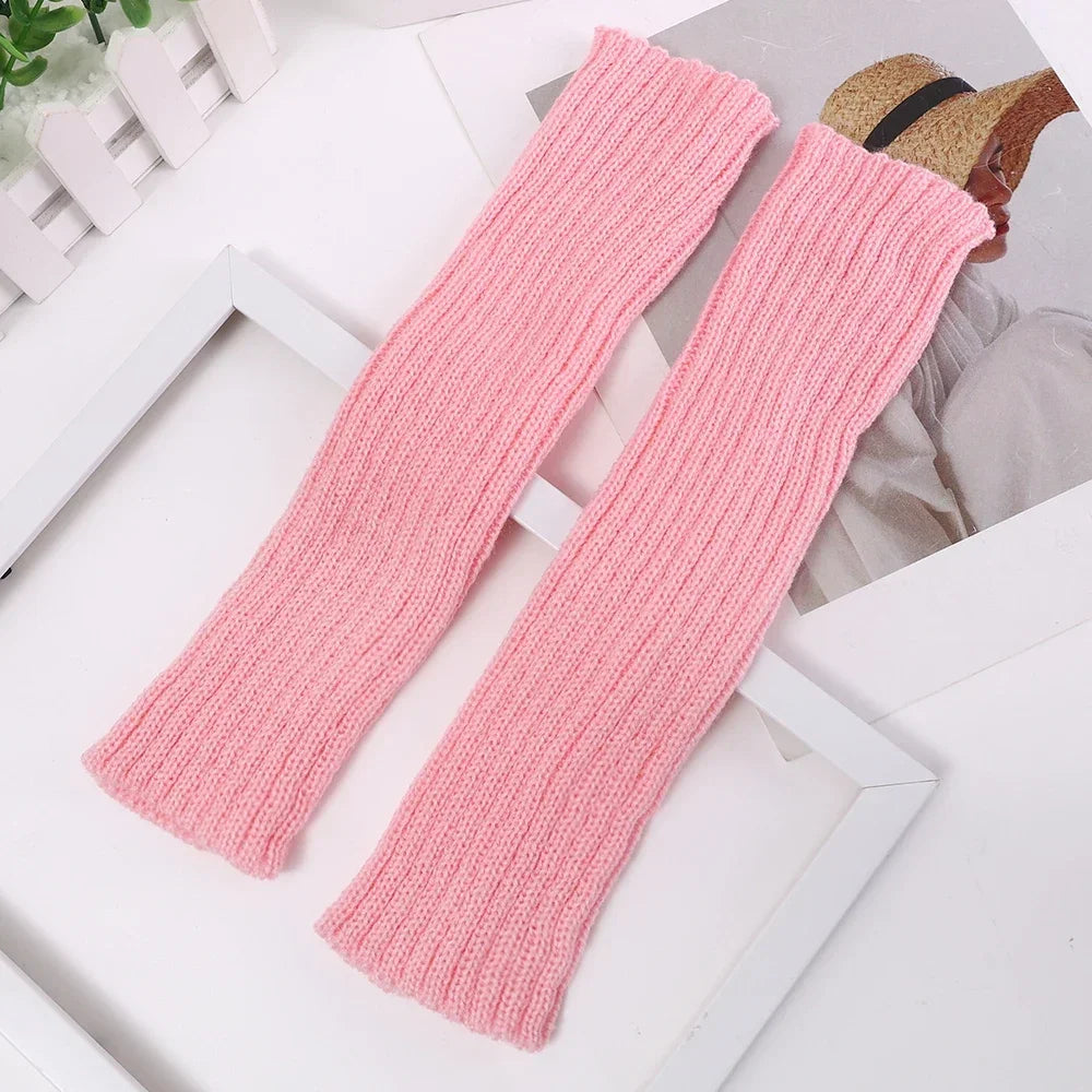 Women's Long Fingerless Knit Gloves - Arm Warmer Sleeves - photo 7