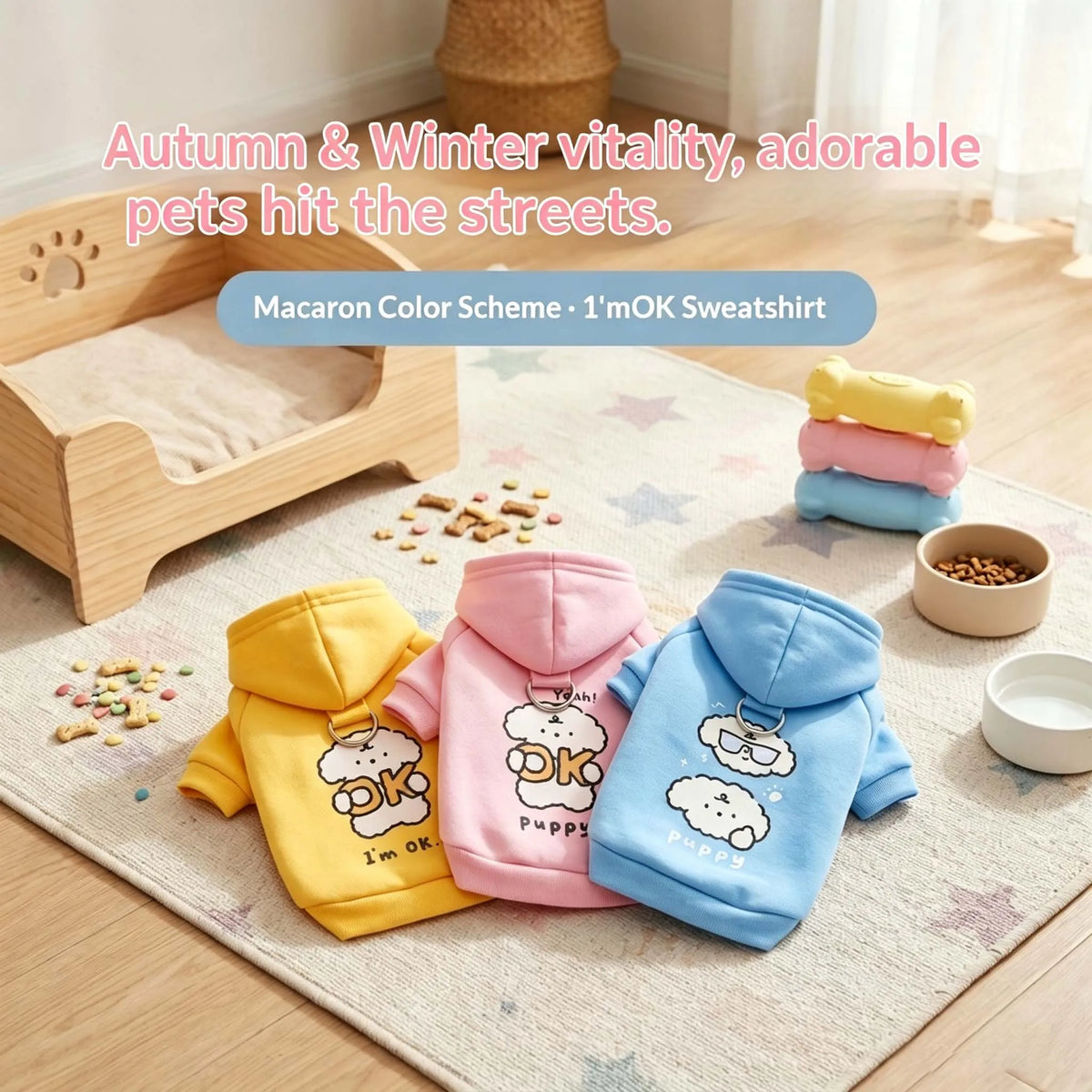 Cartoon Print Dog Hoodie with Leash Hole - Soft Puppy Sweatshirt - photo 6