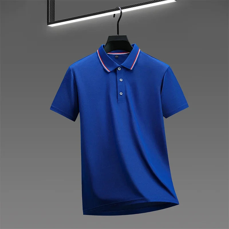 Men's Solid Polo Shirt - Anti-Wrinkle Knit, Versatile Summer Top